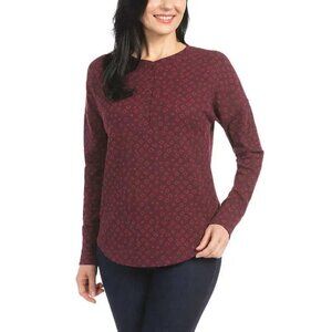 NEW Dalia Women's Waffle Henley Long Sleeve Top
